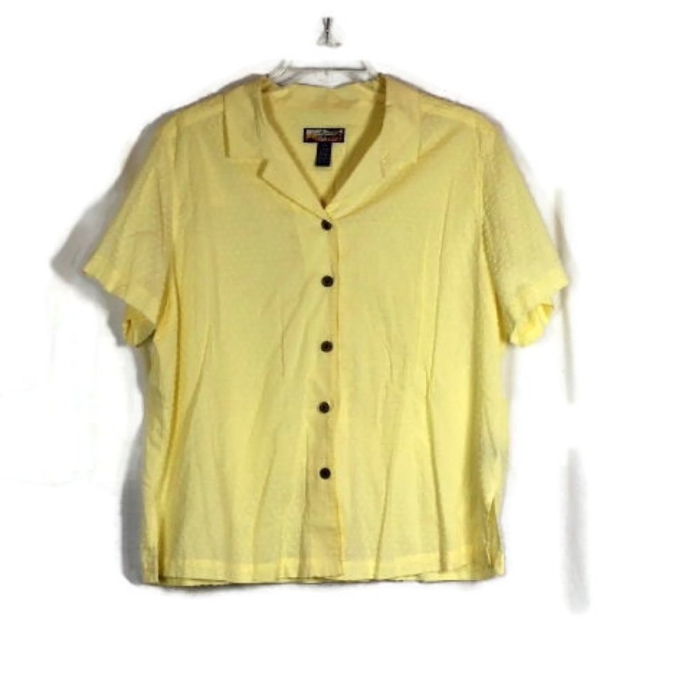 Havana Jacks Cafe Yellow Women's Short Sleeve Top Blouse 2X 042